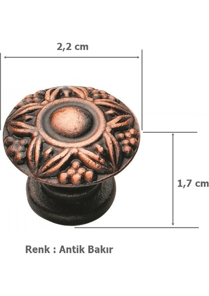 Mobilya Dolap Kulp Eskitme Tek Vidalı Bakır Üzümlü Düğme fiyatları