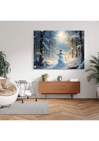 Kardan Adam Kış Harikalar Diyarı Kanvas Tablo - Kardan Adam, Kanvas Tablo, Kış Aşıklar, Duvar Sanatı, 30X30