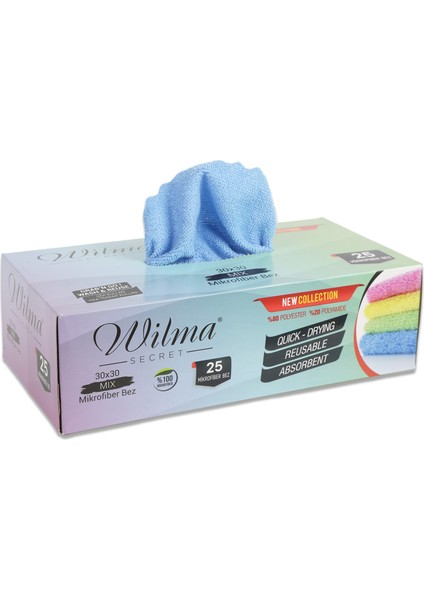 Mikrofiber Temizlik Bezi Kutulu 25 Adet – Yeniden Kullanılabilir Mikrofiber Bezler 30X30CM 180GSM – Araç, Mutfak, Banyo, Ofis, Toz Bezi – Hav Tüy Bırakmaz