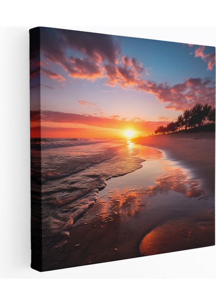 Motivasyonel Duvar Dekorasyonu - Motivasyonel, Yeni Başlangıçlar, Ev Dekorasyonu, Sakin Plaj, 30X30