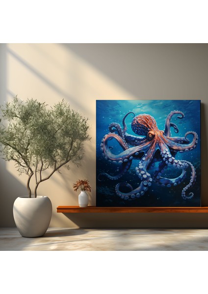 Ahtapot Duvar Sanatı - Gerçekçi Yağlıboya Tablo - Ahtapot, Canlı Renkler, Ahtapot, Gerçekçi Yağlıboya Tablo, 30X30 modelleri