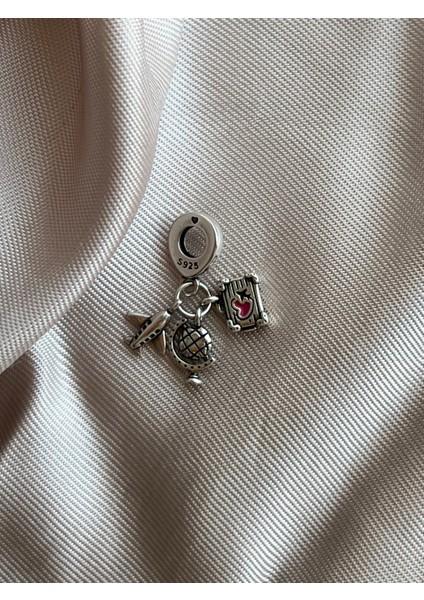 Uçak, Dünya Küresi ve Bavul Sallantılı Charm