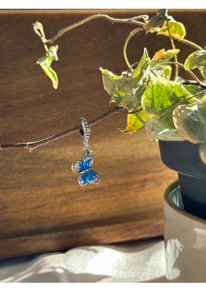 Mavi Pembe Kelebek Sallantılı Charm fiyatları