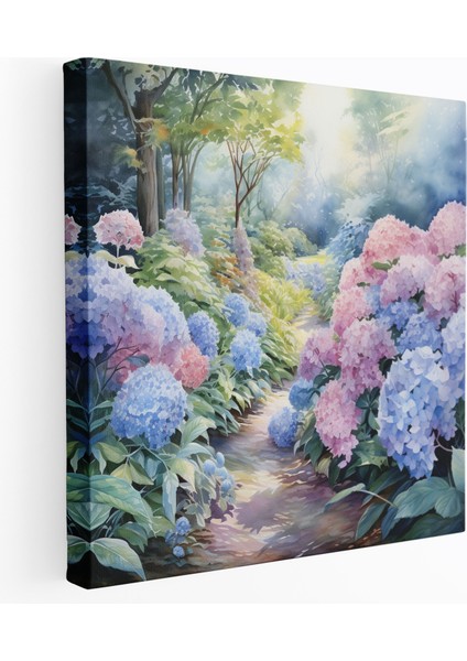 Sakin Ortanca Kanvas Tablo - Ortanca, Suluboya, Ortanca, Duvar Tablosu, 30X30