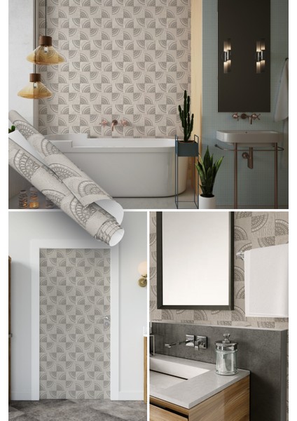 Kum Rengi Mozaik Görünümlü Yapışkanlı Folyo, Mutfak, Tezgah, Masa, Dolap Kaplama Folyosu, Isıya Dayanıklı, Su Geçirmez, Yapışkan Folyolar, Sticker, Büyük Ebatlı, Dekoros