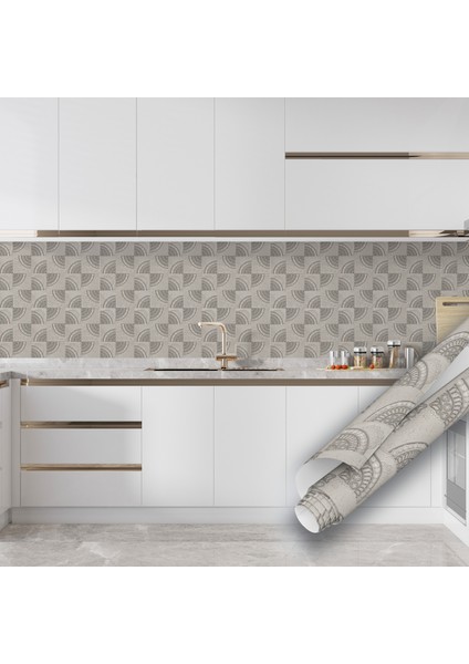 Kum Rengi Mozaik Görünümlü Yapışkanlı Folyo, Mutfak, Tezgah, Masa, Dolap Kaplama Folyosu, Isıya Dayanıklı, Su Geçirmez, Yapışkan Folyolar, Sticker, Büyük Ebatlı, Dekoros fırsatları