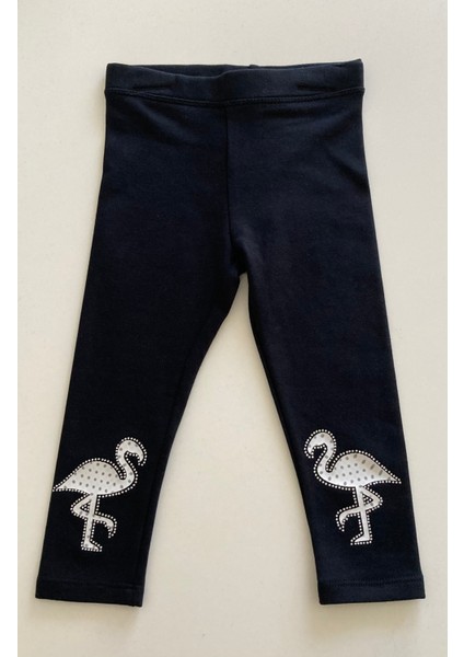 Kız Çocuk 3 Boyutlu Kuğu Detaylı, Interlok Uzun Tayt