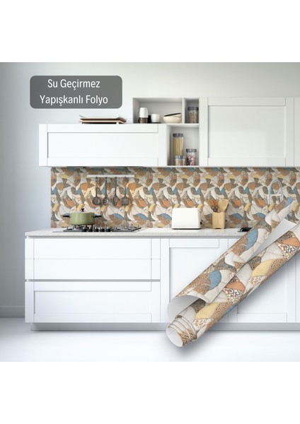 Geometrik Desenli Yapışkanlı Folyo, Mutfak, Tezgah, Masa, Dolap Kaplama Folyosu, Isıya Dayanıklı, Su Geçirmez, Yapışkan Folyolar, Sticker, Büyük Ebatlı, Dekoros modelleri