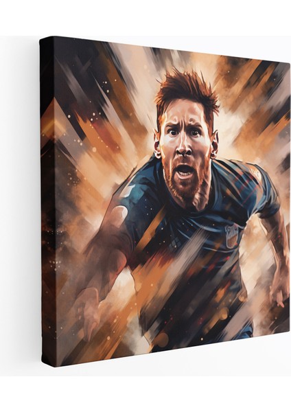 Lionel Messi Kanvas Tablo - Kararlılık Duvar Tablosu - Lionel Messi, Engelleri Aşan, Amansız Başarı Peşinde, Duvar Dekorasyonu, 30X30