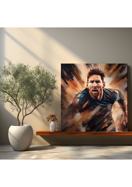 Lionel Messi Kanvas Tablo - Kararlılık Duvar Tablosu - Lionel Messi, Engelleri Aşan, Amansız Başarı Peşinde, Duvar Dekorasyonu, 30X30