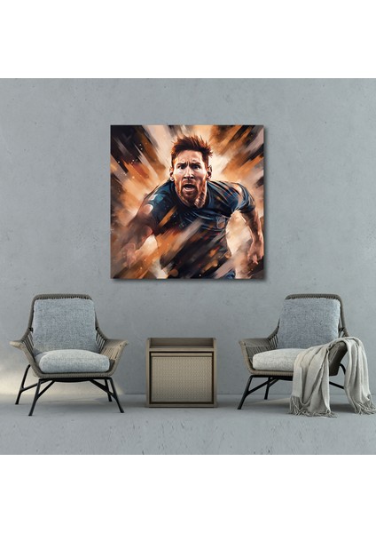 Lionel Messi Kanvas Tablo - Kararlılık Duvar Tablosu - Lionel Messi, Engelleri Aşan, Amansız Başarı Peşinde, Duvar Dekorasyonu, 30X30