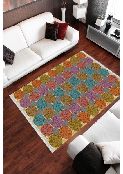 Homier Collection Homier Cotton Kalitesi Yıkanabilir Kaymaz Taban Kilim ve Yolluk H-PW-8051B