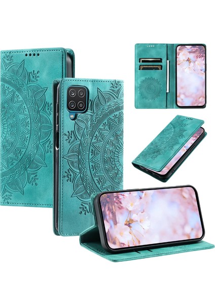 Samsung Galaxy A12 Cüzdan Kılıfı Kart Yuvası Standı Güçlü Manyetik Deri Çevirme Katlama Koruyucu Telefon Kılıfı (Yurt Dışından)