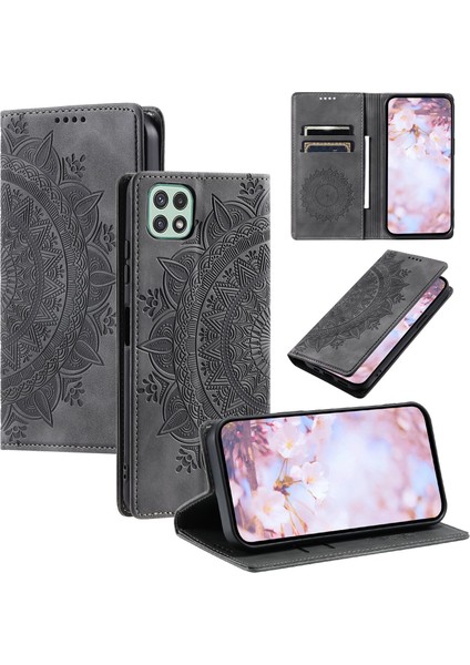Samsung Galaxy A22 5g Cüzdan Kılıfı Kart Yuvası Standı Güçlü Manyetik Deri Çevirme Katlama Koruyucu Telefon Kılıfı (Yurt Dışından)