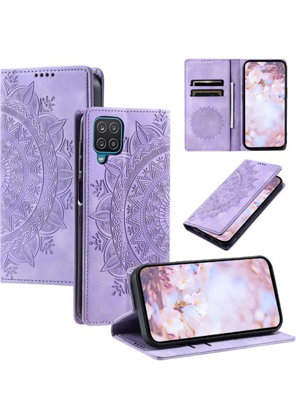 Samsung Galaxy A12 Cüzdan Kılıfı Kart Yuvası Standı Güçlü Manyetik Deri Çevirme Katlama Koruyucu Telefon Kılıfı (Yurt Dışından)