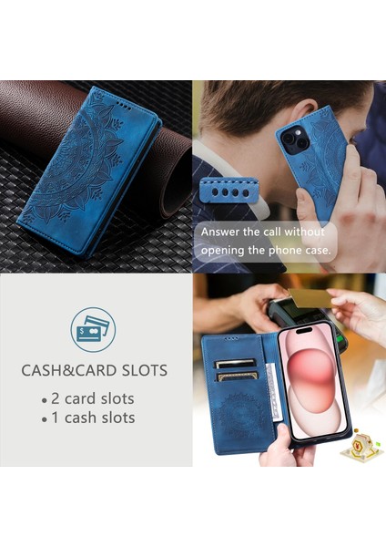 iPhone 14 Plus Cüzdan Kılıfı Kart Yuvası Standı Güçlü Manyetik Deri Çevirme Katlama Koruyucu Telefon Kılıfı (Yurt Dışından)