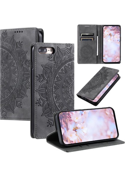 iPhone 7 Plus/8 Plus Cüzdan Kılıfı Kart Yuvası Standı Güçlü Manyetik Deri Çevirme Katlama Koruyucu Telefon Kılıfı (Yurt Dışından)