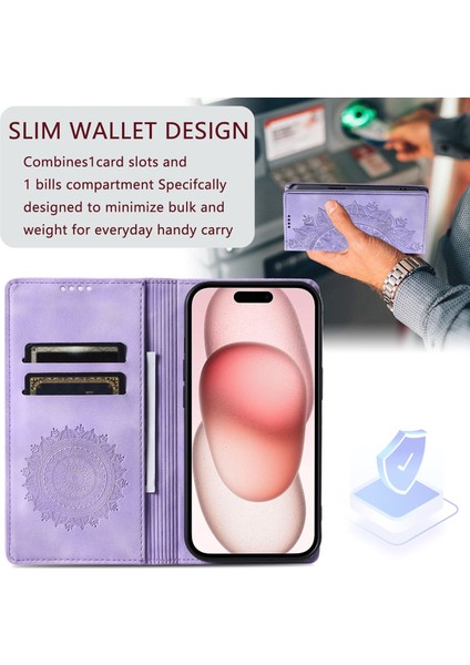 iPhone 15 Pro Max Cüzdan Kılıfı Kart Yuvası Standı Güçlü Manyetik Deri Çevirme Katlama Koruyucu Telefon Kılıfı (Yurt Dışından)