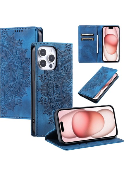 iPhone 15 Pro Max Cüzdan Kılıfı Kart Yuvası Standı Güçlü Manyetik Deri Çevirme Katlama Koruyucu Telefon Kılıfı (Yurt Dışından)