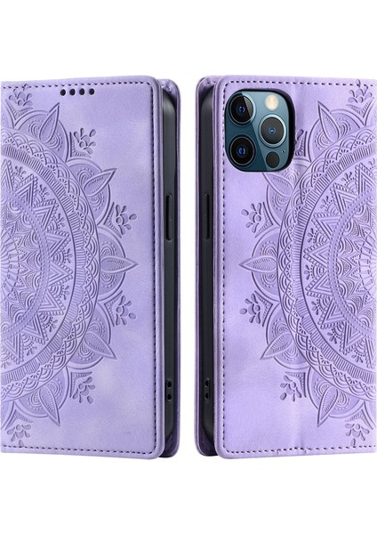 iPhone 12 Pro Max Cüzdan Kılıfı Kart Yuvası Standı Güçlü Manyetik Deri Çevirme Katlama Koruyucu Telefon Kılıfı (Yurt Dışından)