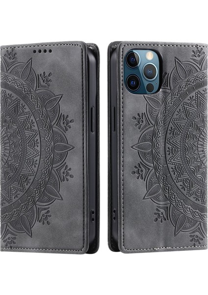 iPhone 12 Pro Max Cüzdan Kılıfı Kart Yuvası Standı Güçlü Manyetik Deri Çevirme Katlama Koruyucu Telefon Kılıfı (Yurt Dışından)