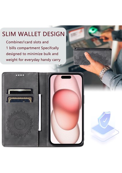 iPhone 12 Pro Max Cüzdan Kılıfı Kart Yuvası Standı Güçlü Manyetik Deri Çevirme Katlama Koruyucu Telefon Kılıfı (Yurt Dışından)