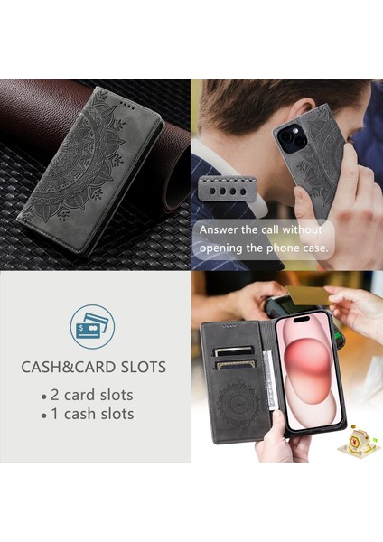 iPhone 12 Pro Max Cüzdan Kılıfı Kart Yuvası Standı Güçlü Manyetik Deri Çevirme Katlama Koruyucu Telefon Kılıfı (Yurt Dışından)
