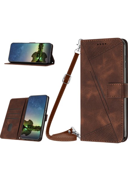 Samsung Galaxy x Cover 4s ile Uyumlu Kordon Crossbody Boyun Askısı Koruyucu Çevirme Yumuşak Pu Deri Telefon Kılıfı (Yurt Dışından)