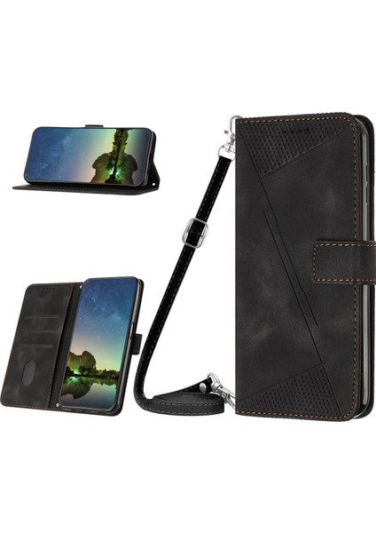 Samsung Galaxy x Cover 4s ile Uyumlu Kordon Crossbody Boyun Askısı Koruyucu Çevirme Yumuşak Pu Deri Telefon Kılıfı (Yurt Dışından)