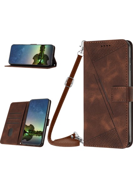 iPhone 13 Pro ile Uyumlu Kordon Crossbody Boyun Askısı Koruyucu Çevirme Yumuşak Pu Deri Telefon Kılıfı (Yurt Dışından)