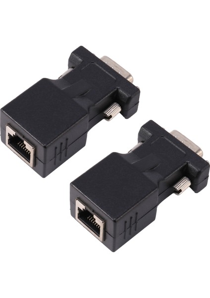 2x VGA Genişletici Erkek - Lan Cat5 Cat6 RJ45 Ağ Kablosu Adaptörü (Yurt Dışından)