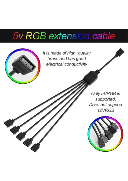 Adet Fan Rgb Splitter Adaptör Kablosu 5V 3 Pin Konut Cpu Soğutucusu Için (Yurt Dışından) indirimleri