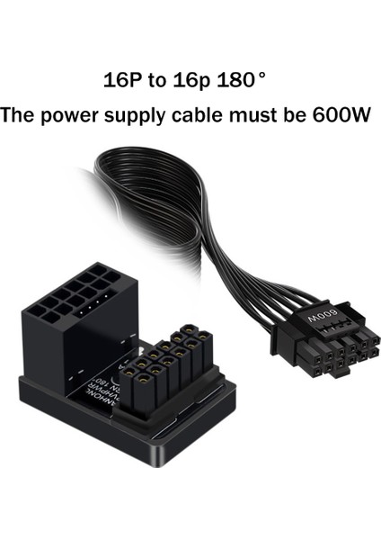 12VHPWR 12+4 16P 600W Erkek - Dişi 180 Derece Adaptör Siyah (Yurt Dışından) modelleri