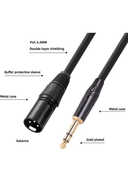 6.35 mm 1/4 Inç Erkek - Xlr Erkek Ses Stereo Mikrofon Kablosu, 1 Metre (Yurt Dışından) fırsatları