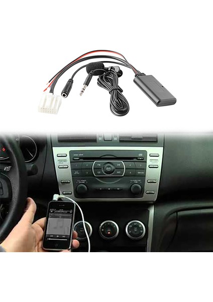 Mazda 2 3 5 6 Mx5 Için Araç Bluetooth 5.0 Aux Kablo Mikrofon Adaptörü (Yurt Dışından)