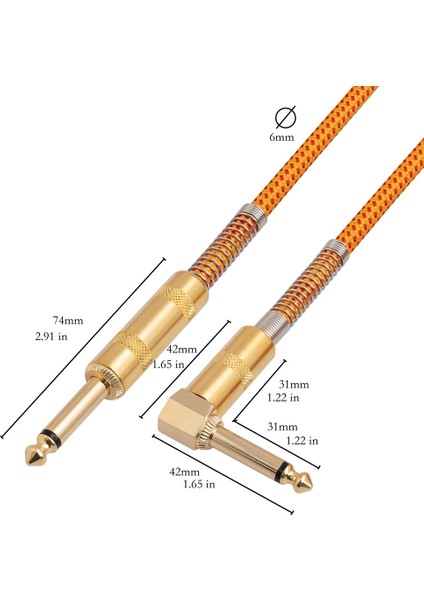 Gitar Enstrüman Kablosu 10FT Enstrüman Bas Amp Kablosu 1/4 Inç 6.35MM (Yurt Dışından) fırsatları
