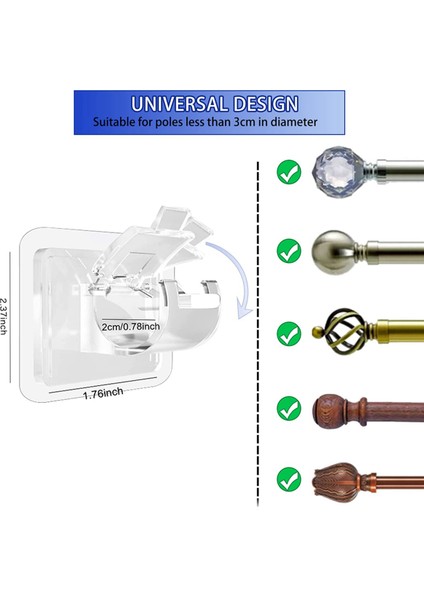 26PCS Perde Çubukları Matkapsız Çivi Ücretsiz Ayarlanabilir Kancaya Sopa (Yurt Dışından) modelleri