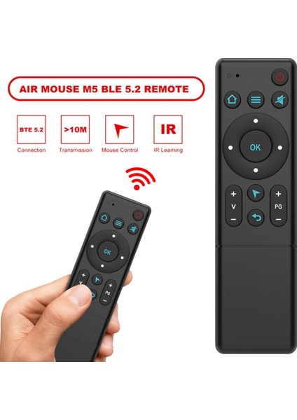 Ev Tv Için M5 Bluetooth 5.2 Hava Fare Uzaktan Kablosuz Uzaktan Kumanda (Yurt Dışından)