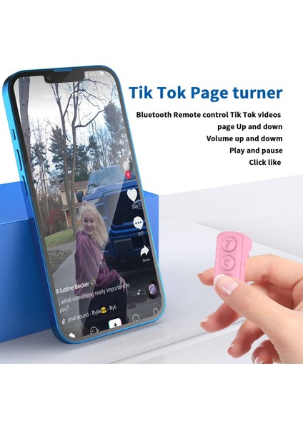 Akıllı Telefon Kamera Uzaktan Kumandası Için Bluetooth Remote Page Turner - Pembe (Yurt Dışından)