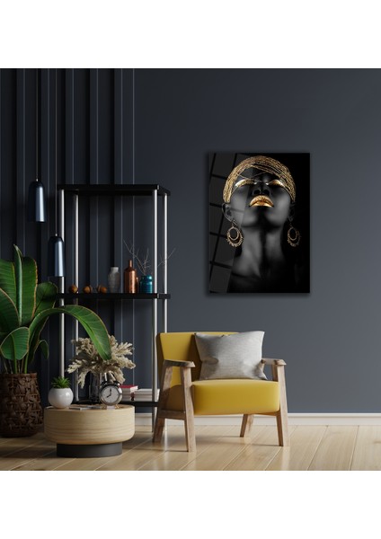 Zenci Kadın Cam Tablo 35X50