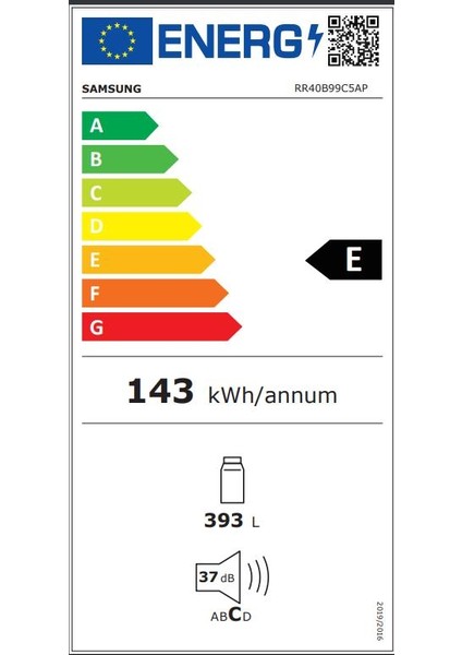 RR40B99C5AP/EF Bespoke Infinite Line Tek Kapılı Buzdolabı, 393 L