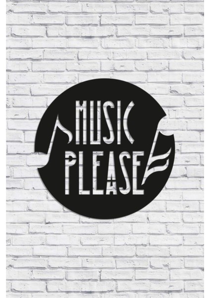 Dekoratif Music Please Yazılı Müzik Temalı Ahşap Tablo