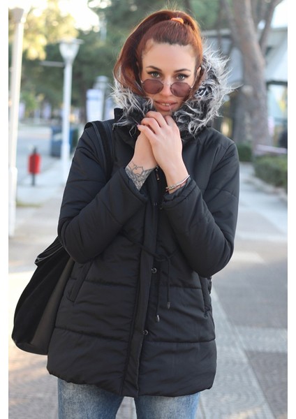 Kışlık Yaka Kürklü Uzun Kadın Şişme Mont fırsatları