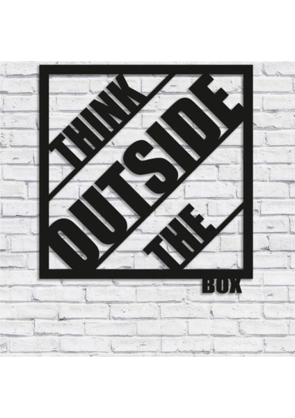 Think Outside The Box Yazılı Modern Ahşap Tablo Duvar Süs