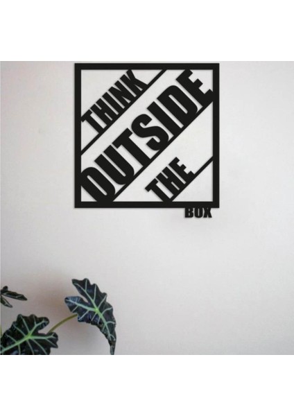 Think Outside The Box Yazılı Modern Ahşap Tablo Duvar Süs