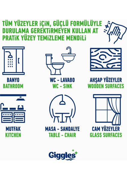 Pratik Yüzey Temizleme Mendili 2 Paket 100 Adet