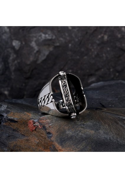 Hz Süleyman Mührü Zirkon Taşlı Çift Taraflı Gümüş Yüzük modelleri