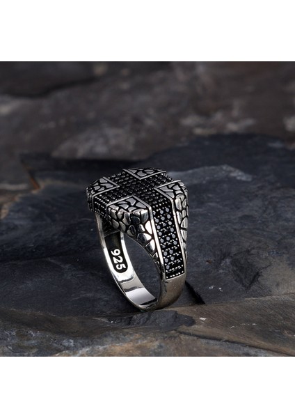 925 Ayar Gümüş Mikro Taşlı Model Erkek Yüzük indirimleri