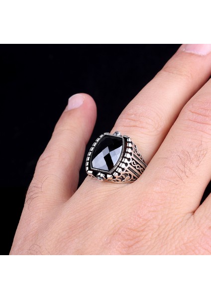 925 Ayar Gümüş Ayyıldız Model Zirkon Taşlı Erkek Yüzük modelleri