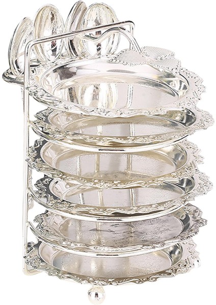 Çok Katlı Yemek Takımı Yemek Tabağı Şık Salata I Metal Stand Argent 23.6X14.2CMX10.6CM (Yurt Dışından)